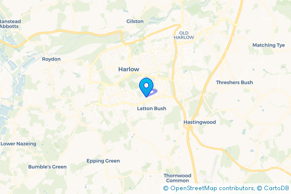 Minibus Hire route map for Tye Green, Essex