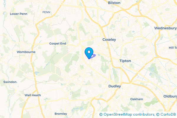 Minibus Hire route map for Upper Gornal, West Midlands