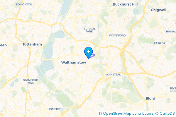 Minibus Hire route map for Upper Walthamstow, Greater London