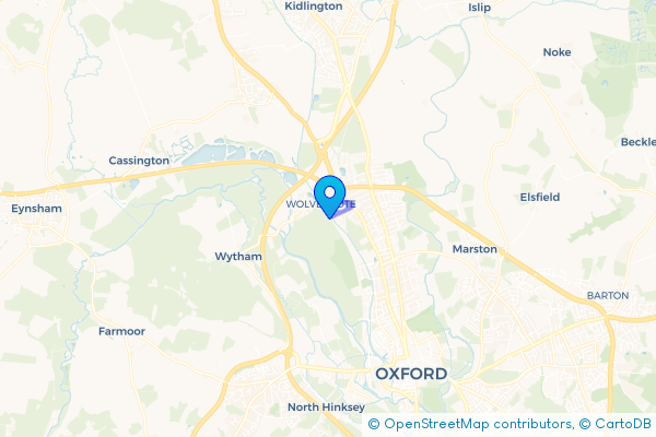 Minibus Hire route map for Upper Wolvercote, Oxfordshire