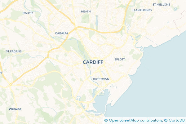 Minibus Hire route map for Cardiff, Cardiff