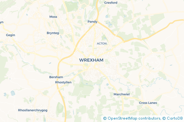 Minibus Hire route map for Wrexham, Wrexham