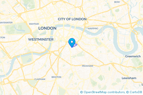 Minibus Hire route map for Walworth, Greater London