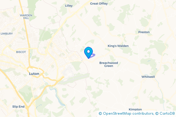 Minibus Hire route map for Wandon End, Hertfordshire
