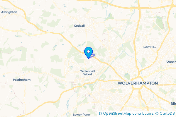 Minibus Hire route map for Wergs, West Midlands