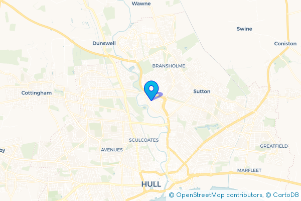 Minibus Hire route map for West Carr, East Riding of Yorkshire