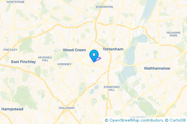 Minibus Hire route map for West Green, Greater London