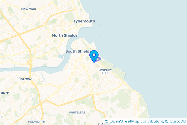 Minibus Hire route map for Westoe, Tyne and Wear