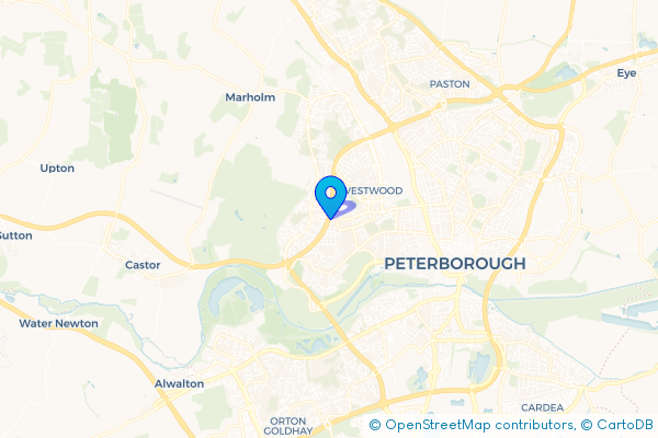 Minibus Hire route map for Westwood, Cambridgeshire