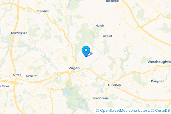 Minibus Hire route map for Whelley, Greater Manchester