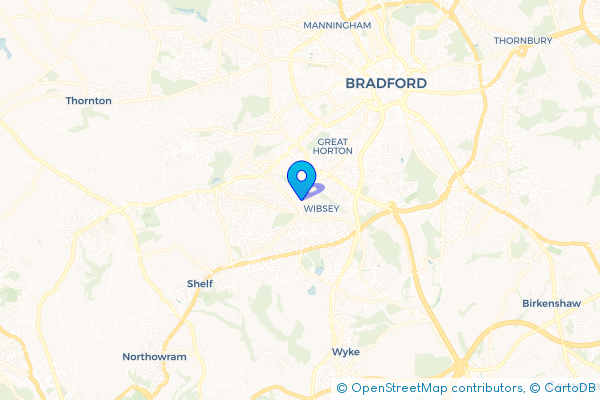 Minibus Hire route map for Wibsey, West Yorkshire
