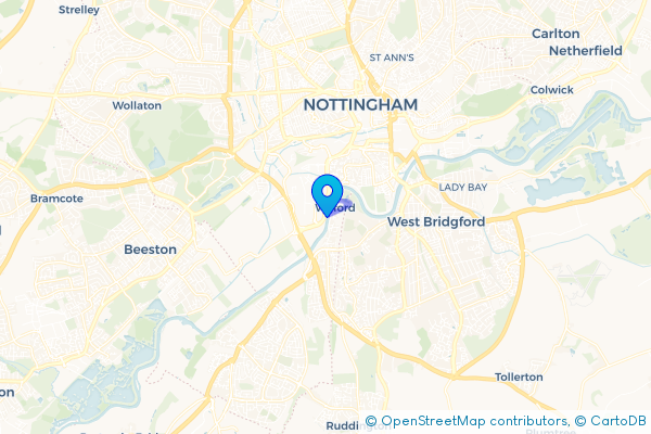 Minibus Hire route map for Wilford, Nottinghamshire