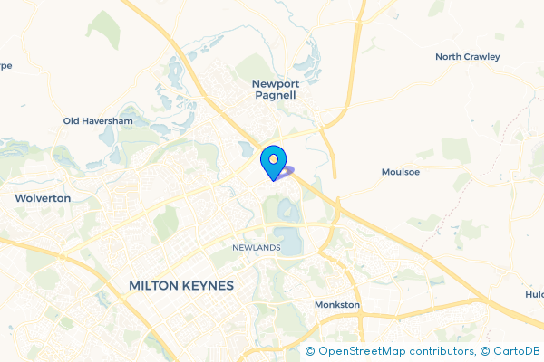 Minibus Hire route map for Willen, Buckinghamshire
