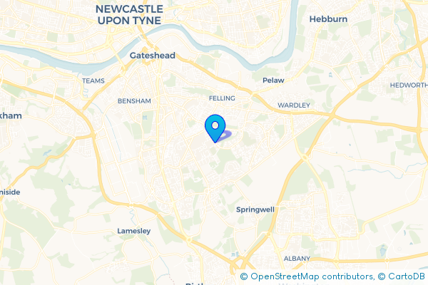 Minibus Hire route map for Windy Nook, Tyne and Wear