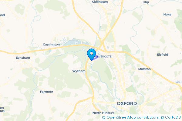 Minibus Hire route map for Wolvercote, Oxfordshire