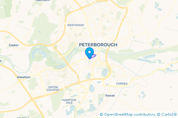 Minibus Hire route map for Woodston, Cambridgeshire