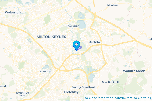 Minibus Hire route map for Woughton on the Green, Buckinghamshire