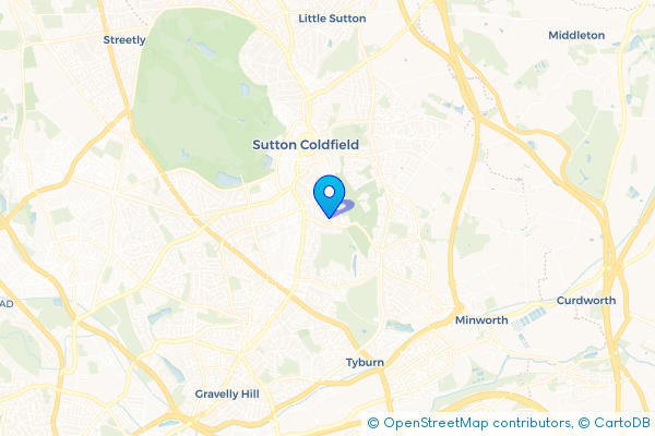 Minibus Hire route map for Wylde Green, West Midlands