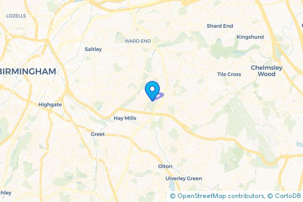 Minibus Hire route map for Yardley, West Midlands